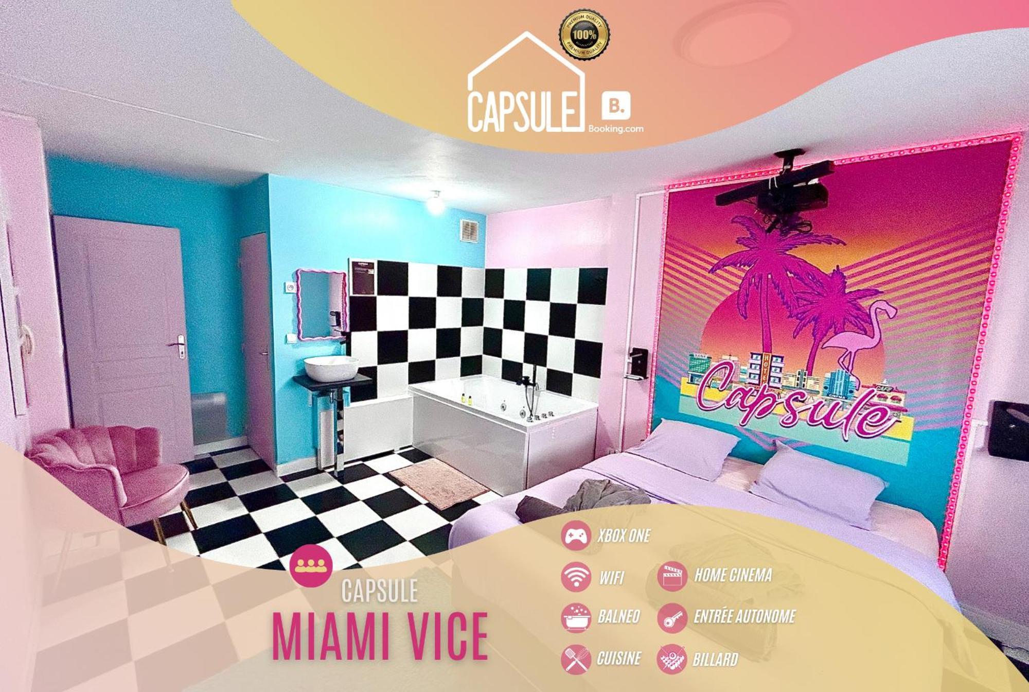 Capsule Miami Vice - Jacuzzi - Billard - Ecran Cinema & Netflix - Ping-Pong - Nintendo & Jeux- Лиеван Екстериор снимка